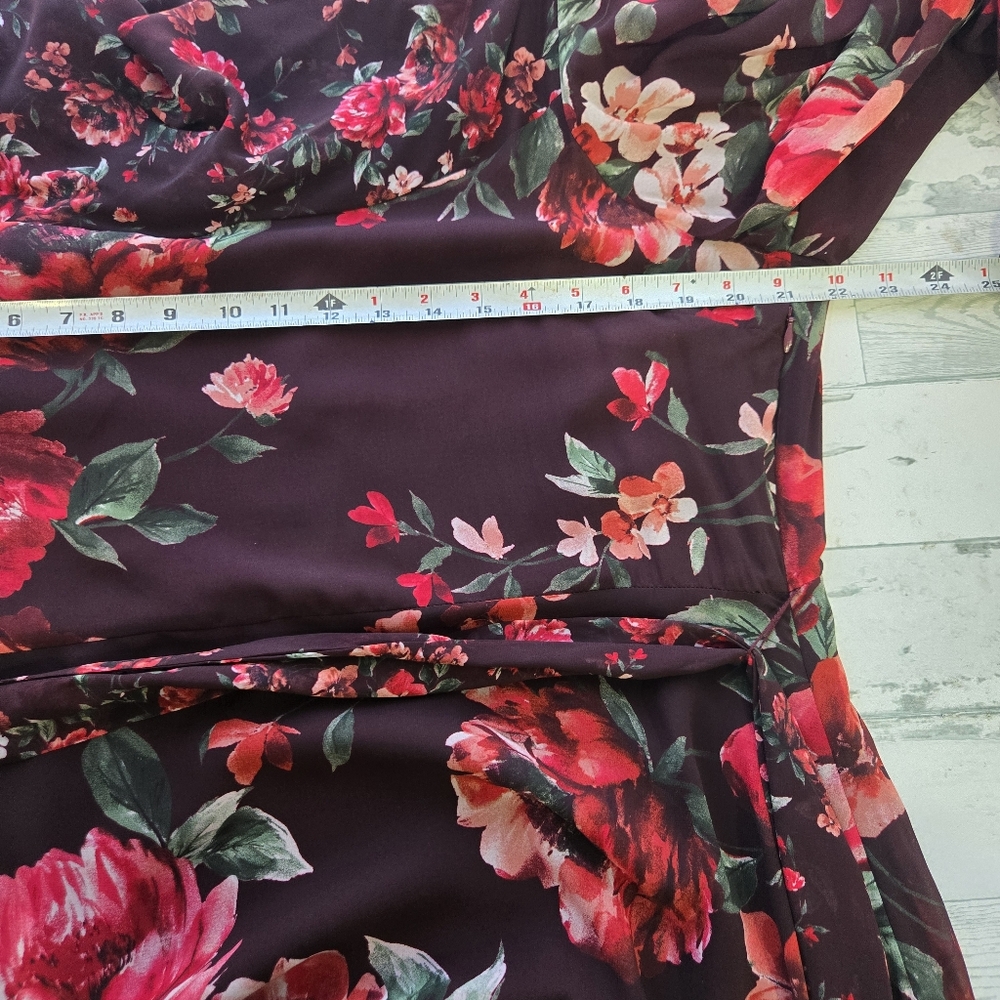 Alex Marie Birdie Chiffon Floral Print Cowl Neck  Tie Waist Ruffles Plus Size 18 - Picture 5 of 10